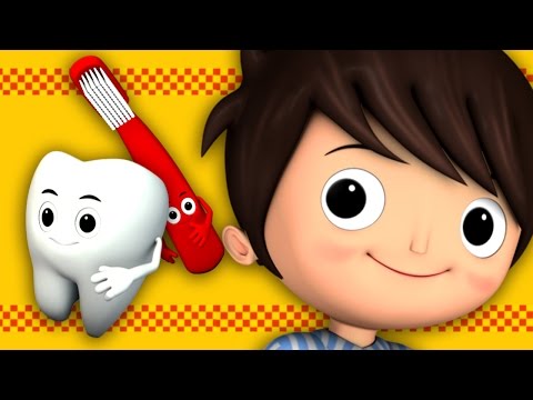 Cartoon of Child with toothbrush and Smiling Tooth